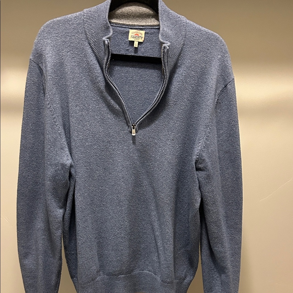 Faherty Men's Zip Up Sweater - Blue